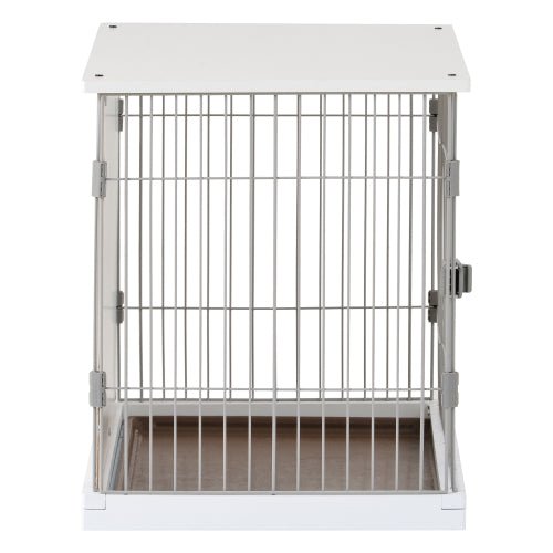 34" Elegant White Wooden Dog Crate Table