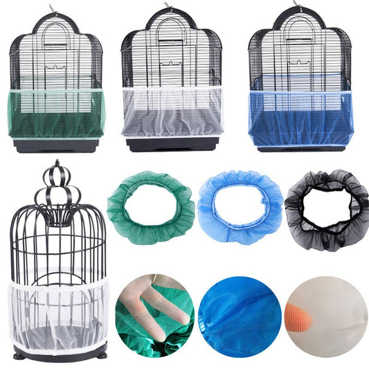 3pcs Nylon Mesh Bird Cage Seed Guard Cover Set