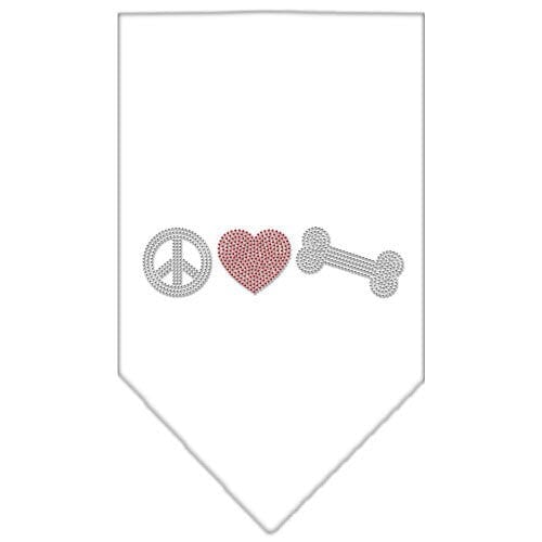 Dog Bandana Rhinestone, "Peace Love Bone"