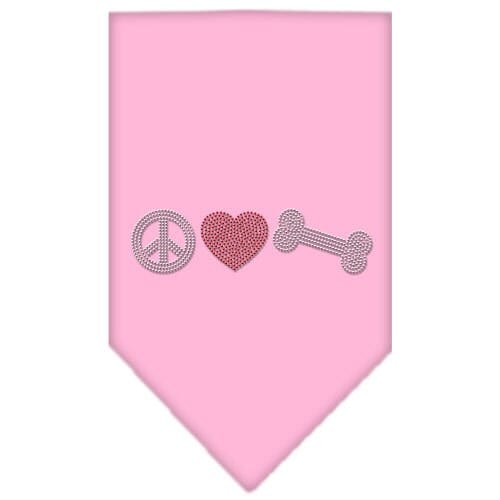 Dog Bandana Rhinestone, "Peace Love Bone"